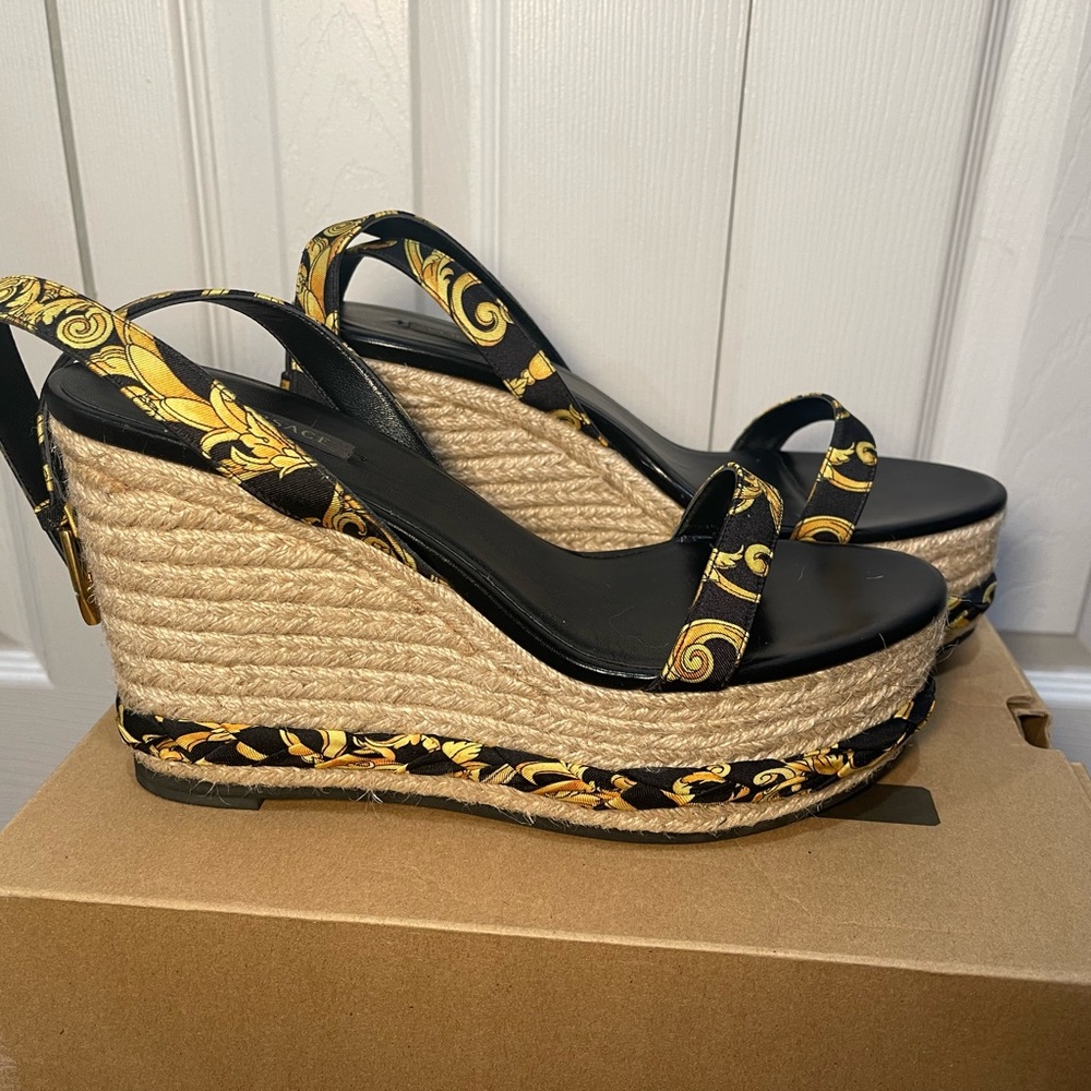 Versace hibiscus wedges